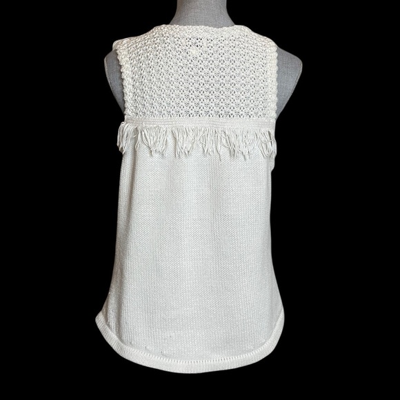 Anthropologie Postmark White Pacific Fringed Tank / Sweater Size Large - Picture 5 of 12